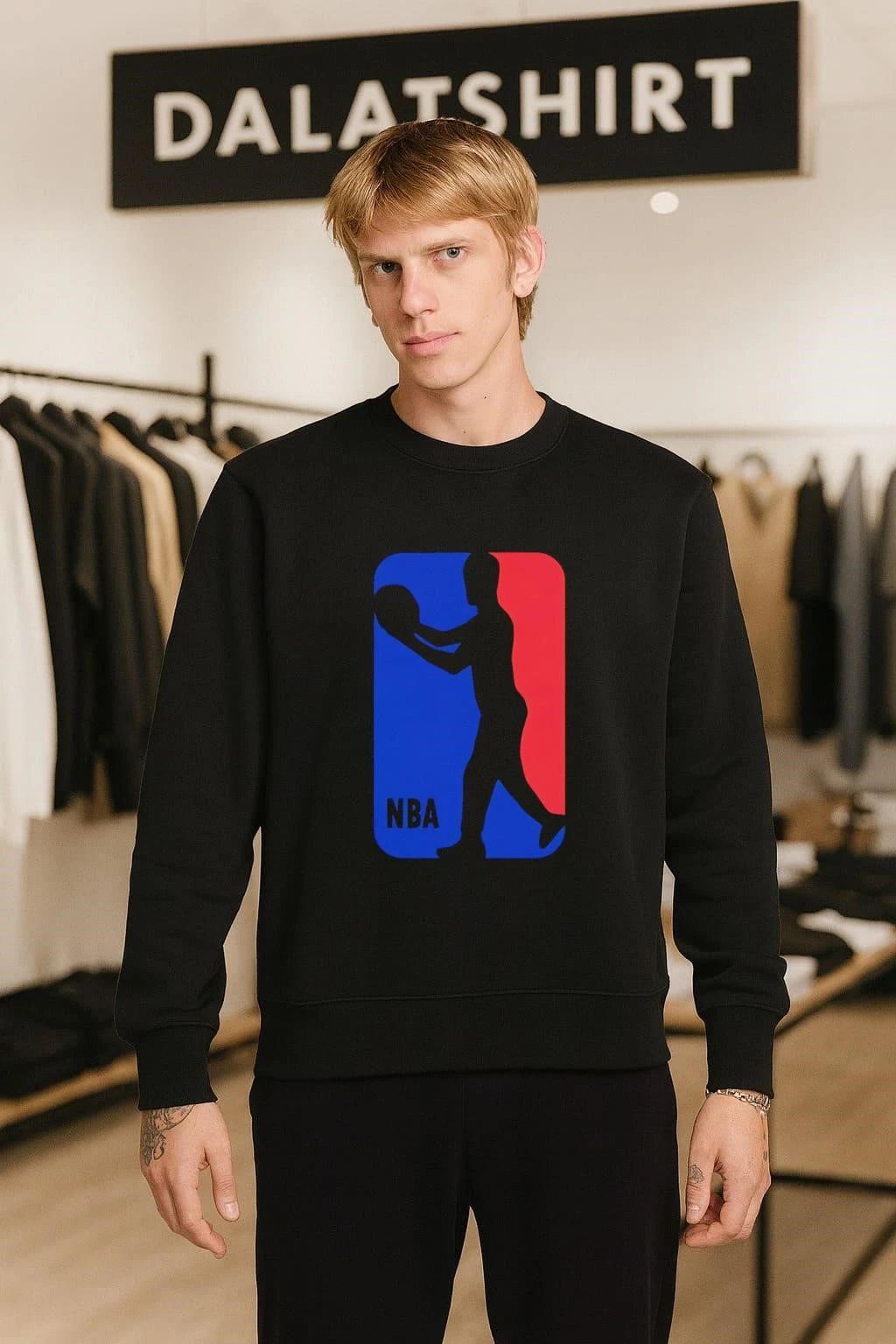 NBA Basketball Player Silhouette Blue Red shirt