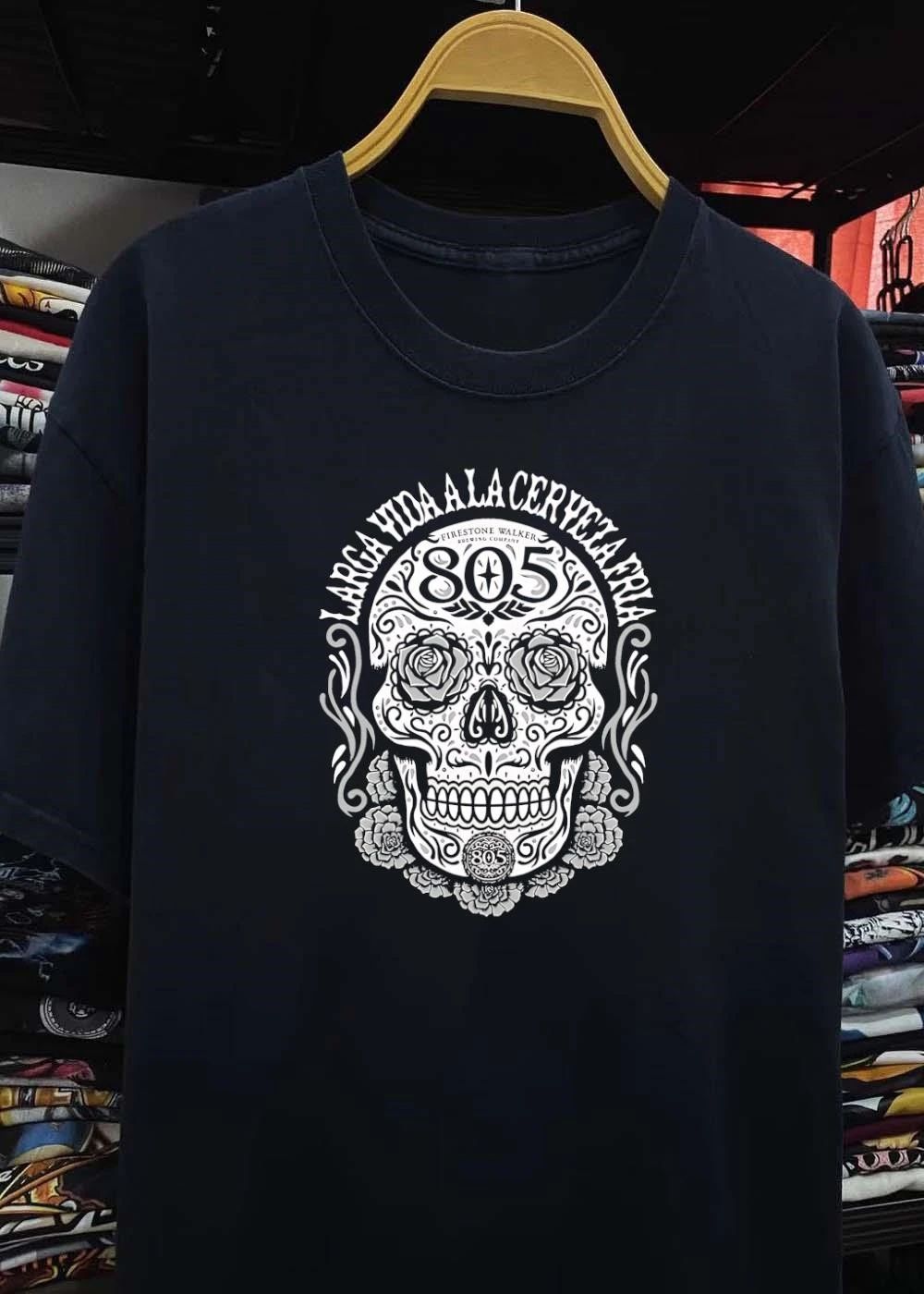 Larga Vida A La Cerveza Fria Firestone Walker Brewing Company 805 Skull shirt