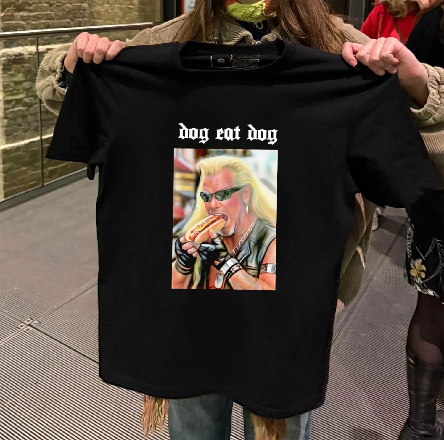 Dog Eat Dog Man Eating Hot Dog shirt