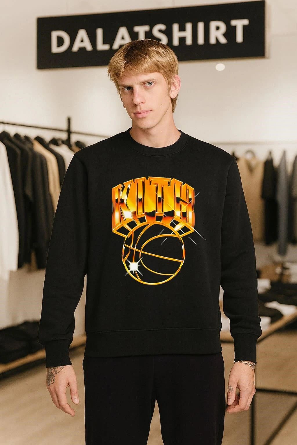 Kith Gold 3D Chrome Text Basketball Graphic shirt