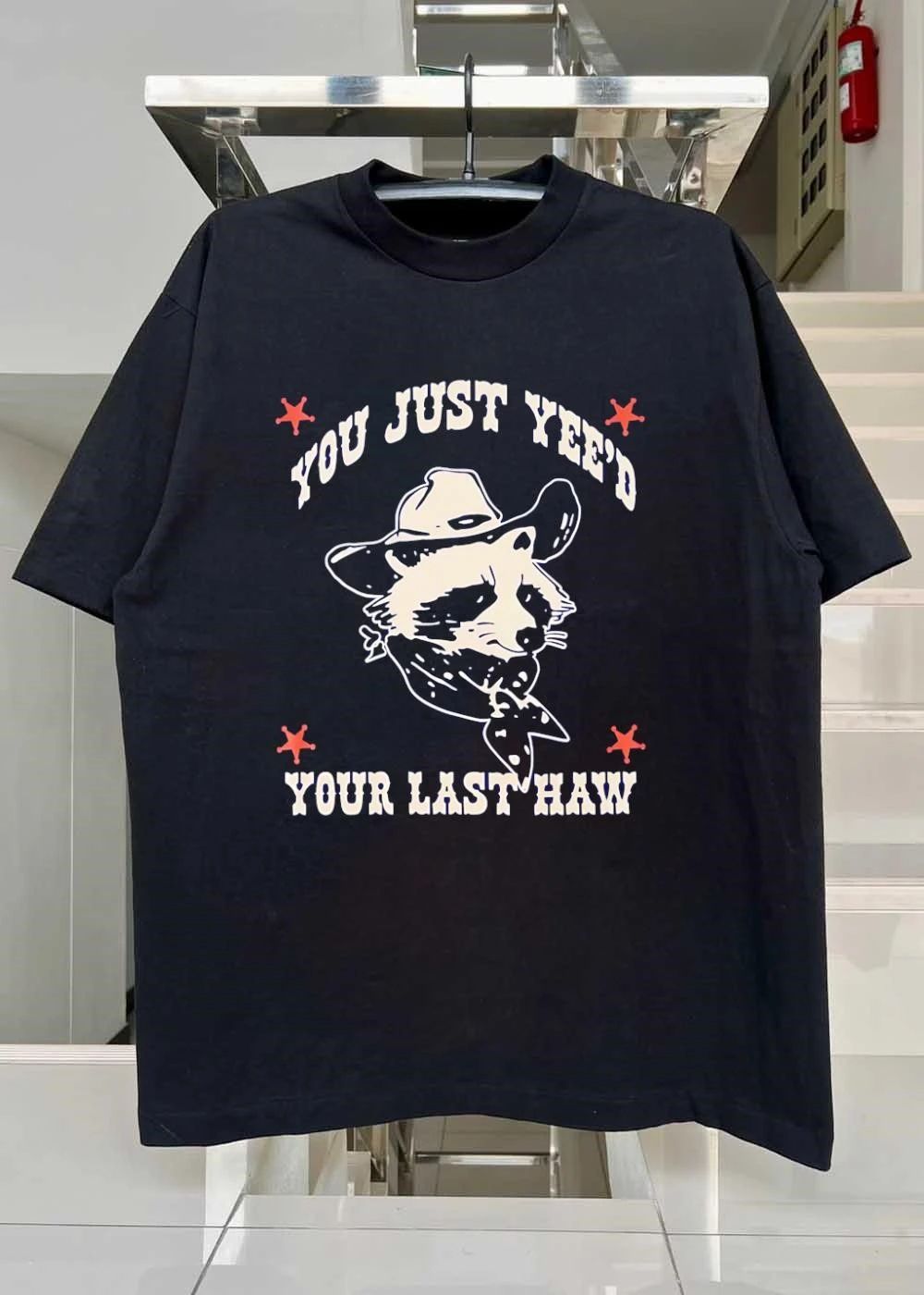 Raccoon Cowboy Hat Bandana You Just Yee’d Your Last Haw T-Shirt