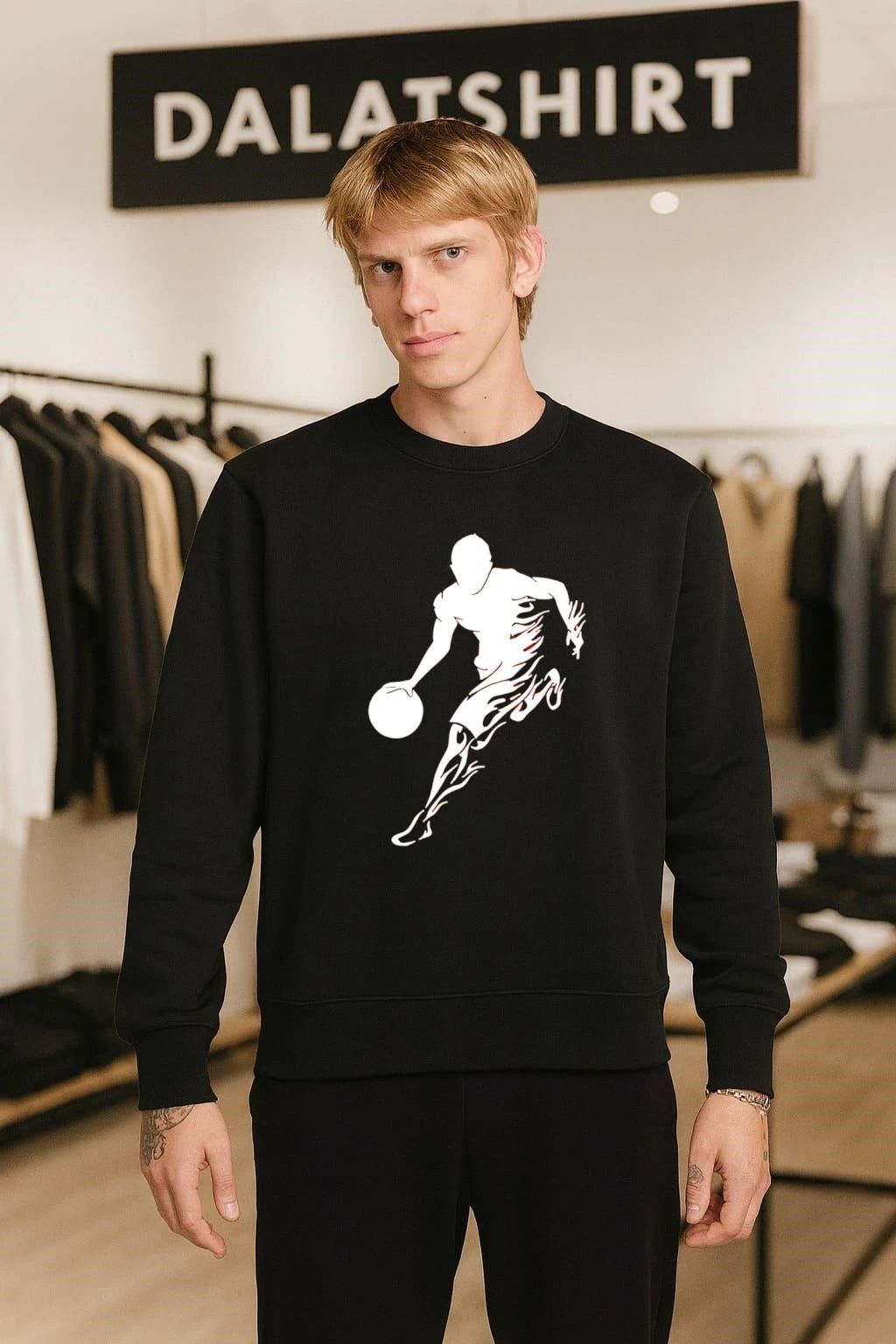 Basketball Player Silhouette White Flame shirt