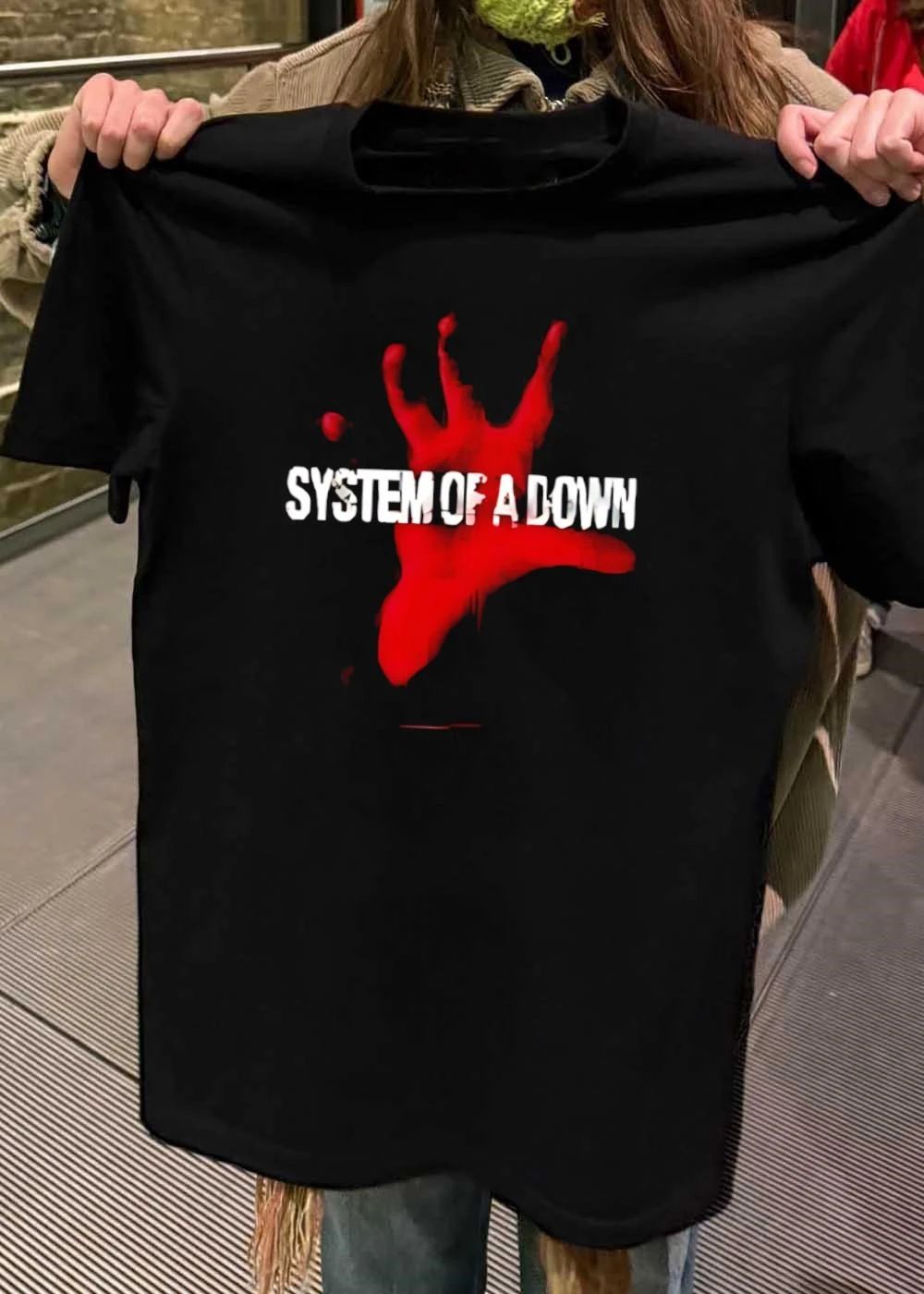 System Of A Down Red Hand Logo Rock Band shirt