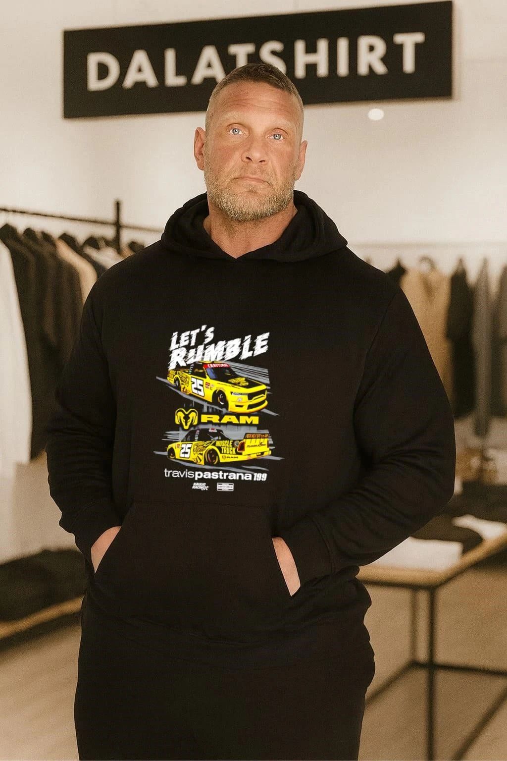 Let’s Rumble Travis Pastrana 25 RAM Muscle Truck Racing T-Shirt