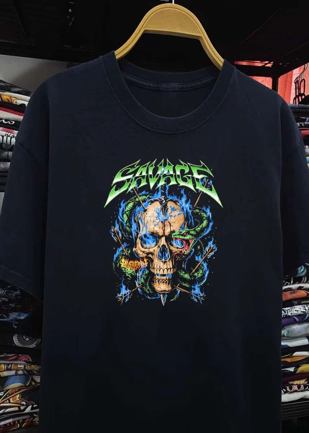 Savage Skull Snake Blue Flames Arrows T-Shirt