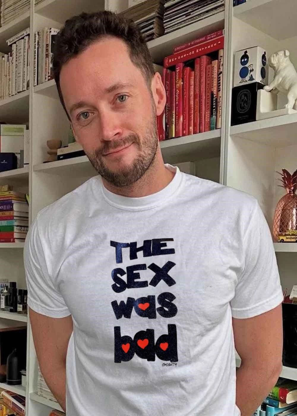 Omighty ‘the Sex Was Bad’ Glitter Hearts Graphic Shirt
