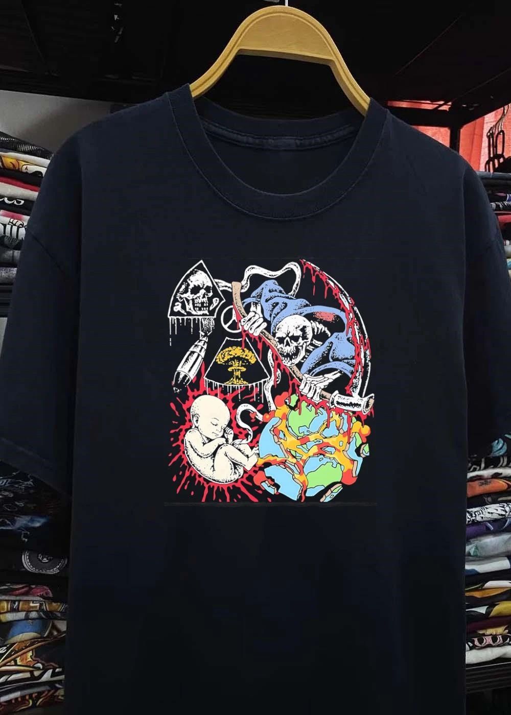 Grim Reaper Broken Earth Nuclear Anarchy Fetus T-Shirt
