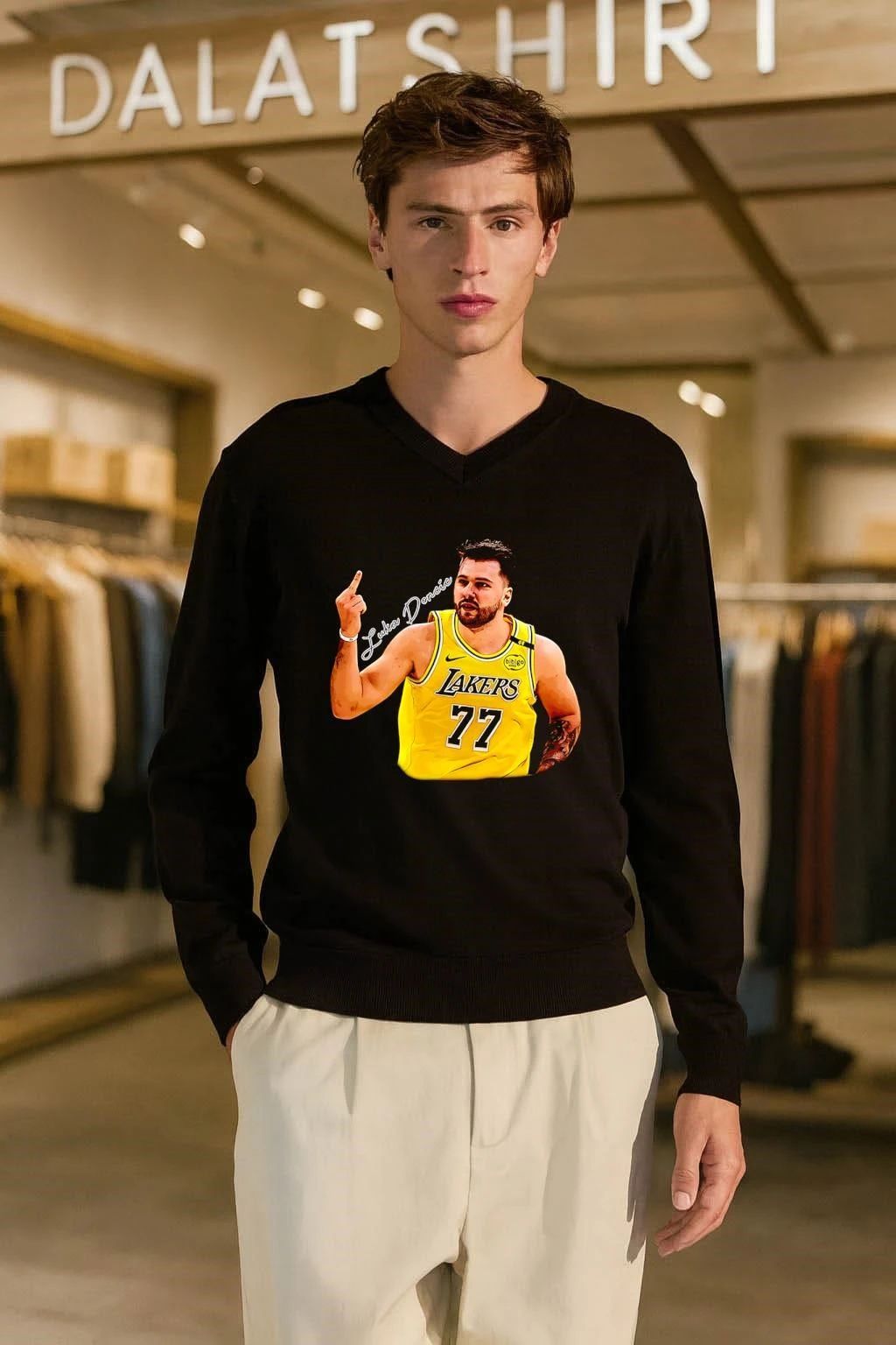 Luka Doncic Lakers 77 Middle Finger Gesture shirt