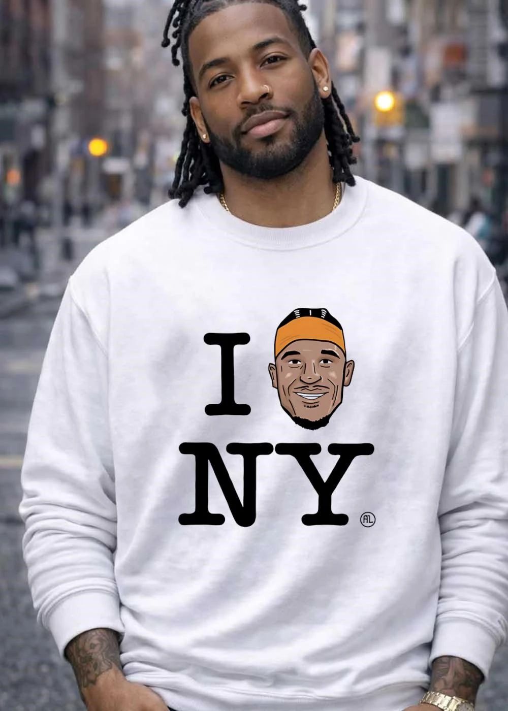 I Man Caricature Orange Headband NY T-Shirt