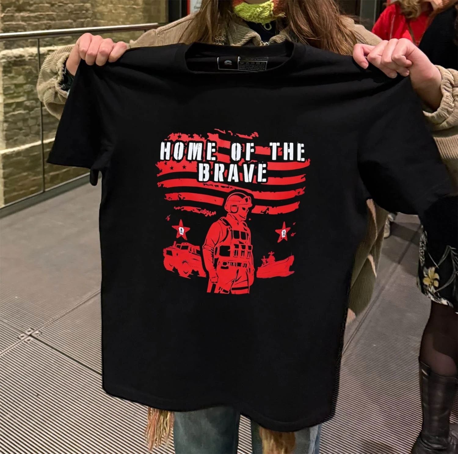 Home Of The Brave Soldier Military US Flag shirt