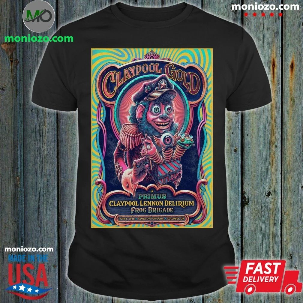 Original Primus Columbus OH 6 6 2026 Claypool Gold Tour Poster T-Shirt