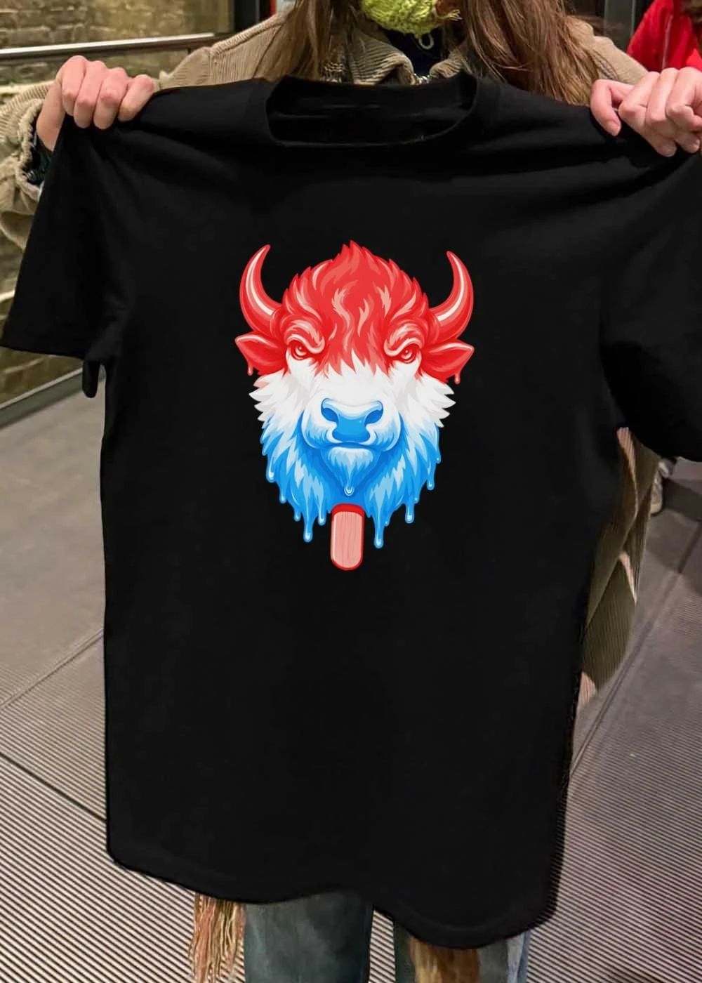 Red White Blue Melting Buffalo Popsicle T-Shirt