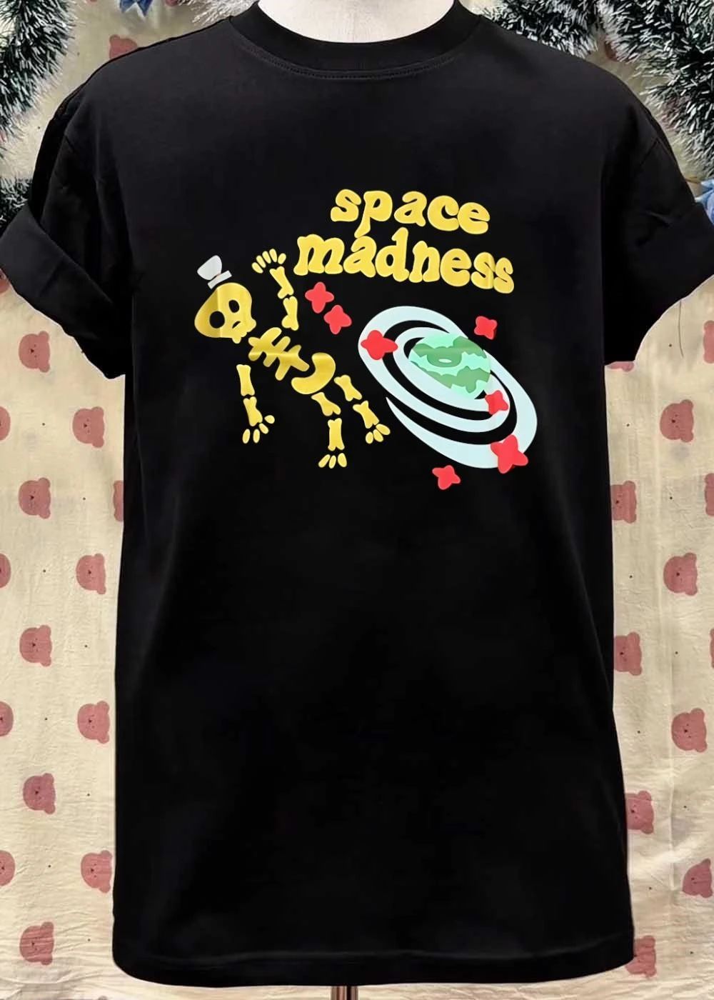 Space Madness Golden Skeleton Top Hat Planet T-Shirt