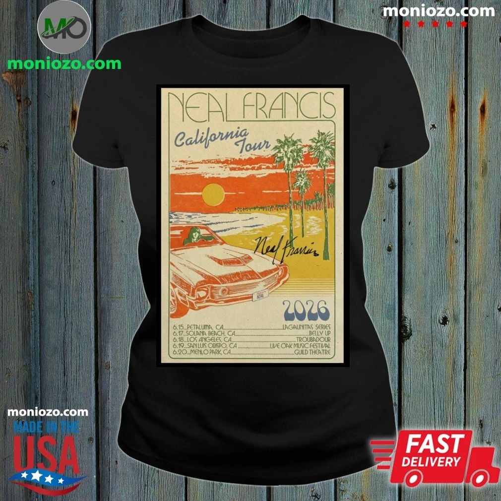 Original Neal Francis California Tour 2026 Signed Poster Shirt
