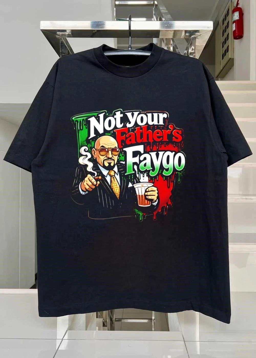 Not Your Father’s Faygo Mobster Pinstripe Suit Cigar Dripping Paint T-Shirt