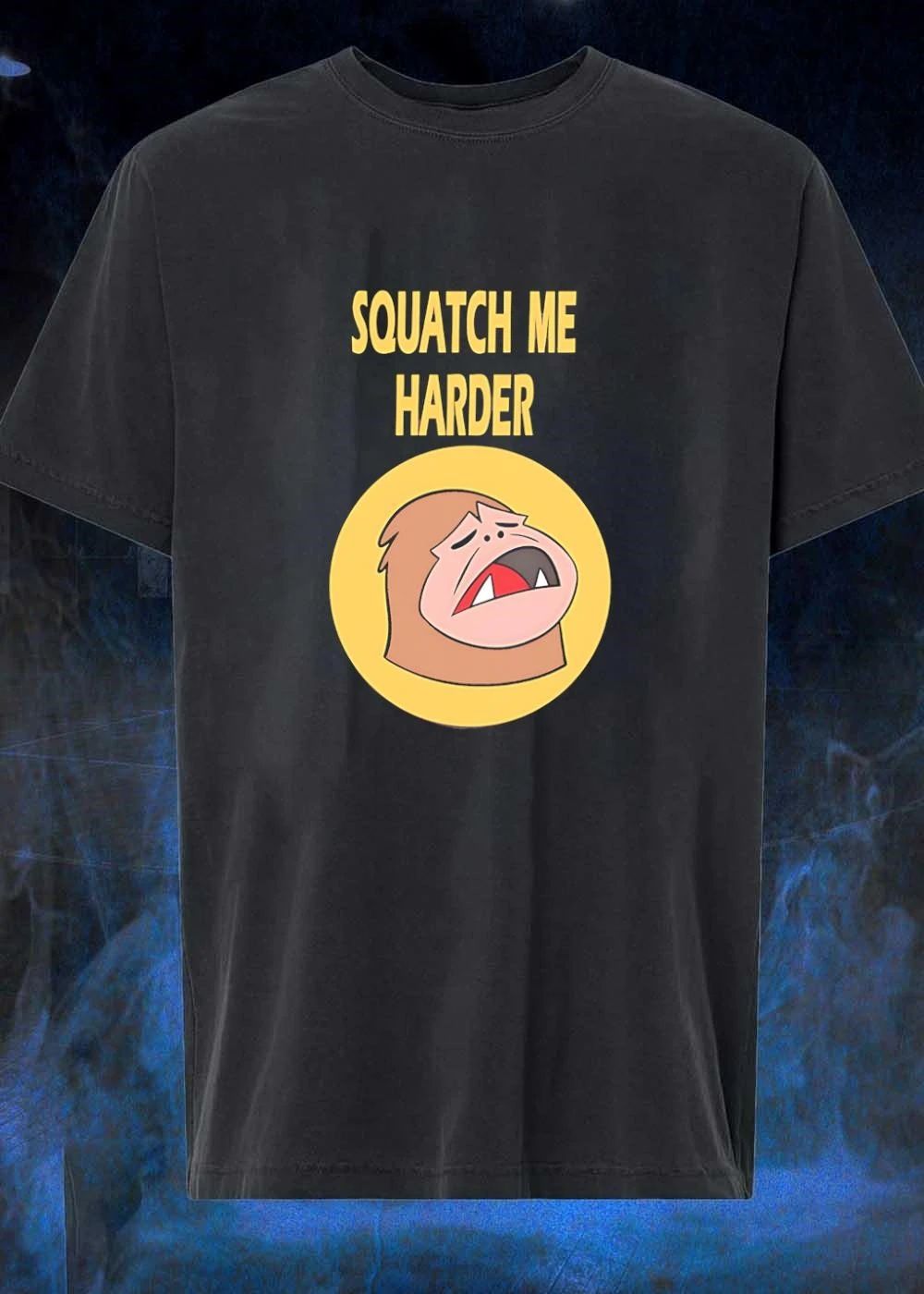 Squatch Me Harder Yellow Circle Angry Bigfoot shirt