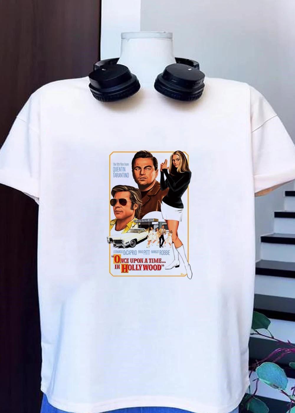 Leonardo DiCaprio Brad Pitt Margot Robbie Once Upon A Time In Hollywood Movie Poster T-Shirt
