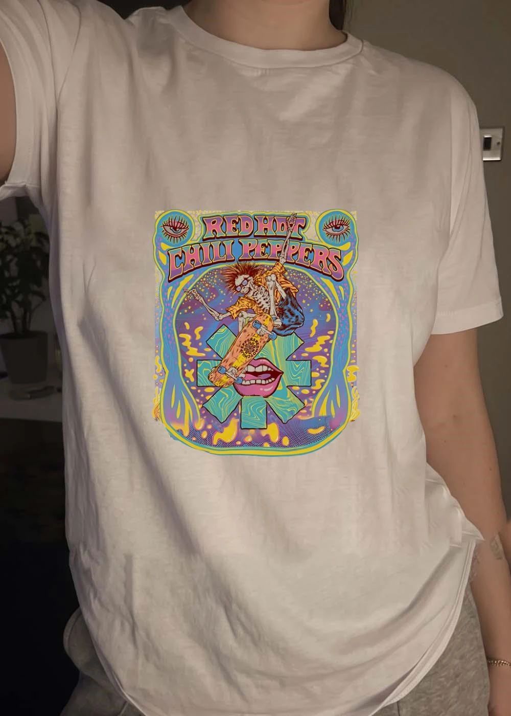 Red Hot Chili Peppers Skateboard Skeleton Psychedelic Asterisk Lips Timeless Funk Rock 2026 Fan Tribute Shirt