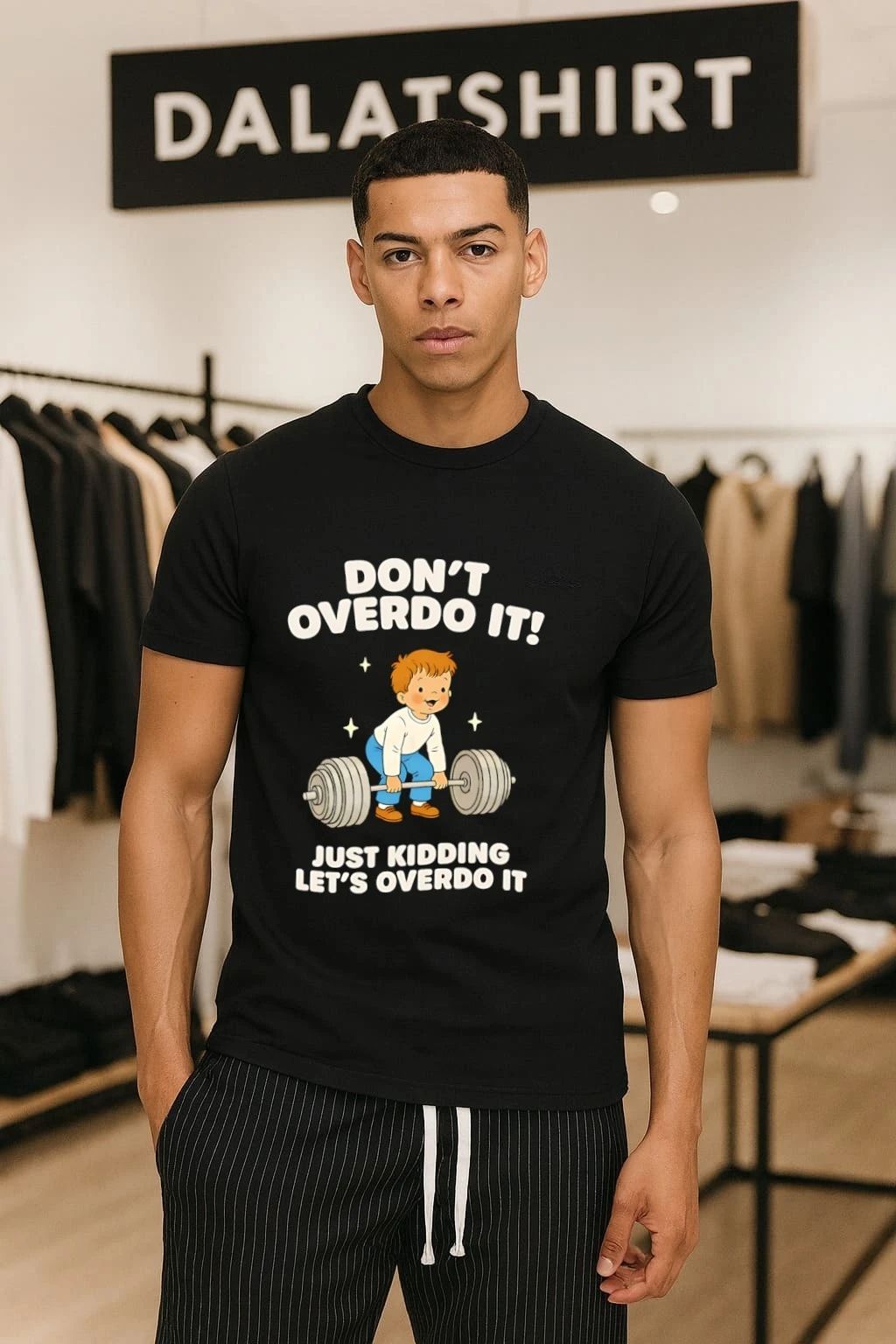 Don’t Overdo It Just Kidding Let’s Overdo It Boy Lifting Heavy Barbell shirt