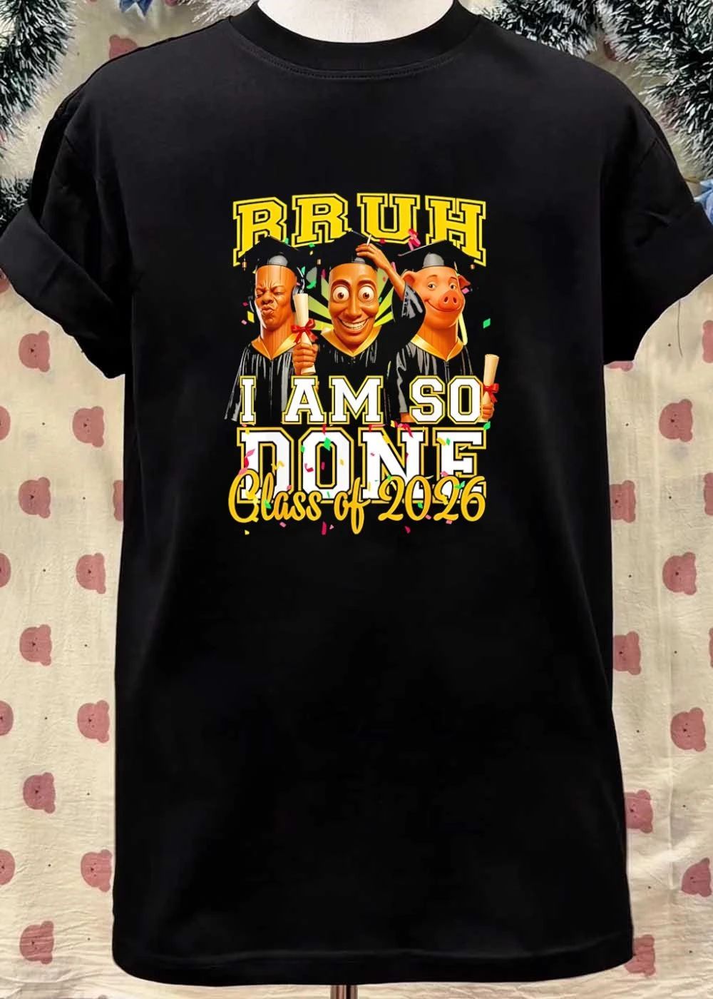 Bruh I Am So Done Class of 2026 Funny Cartoon Graduates T-Shirt