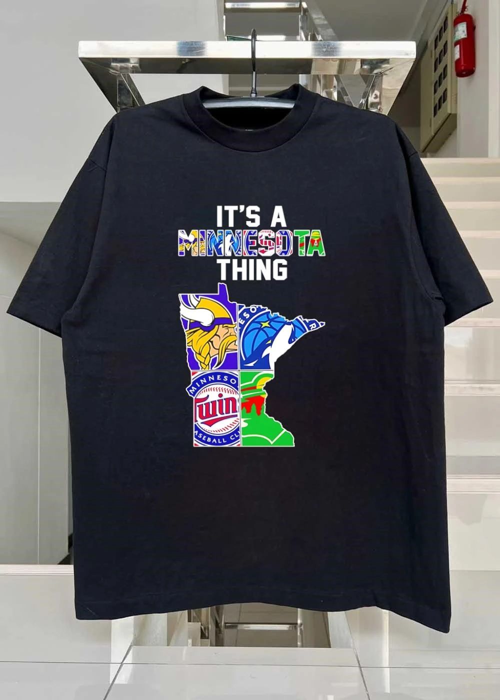 It’s A Minnesota Thing Minnesota Vikings Timberwolves Twins Wild State Map T-Shirt