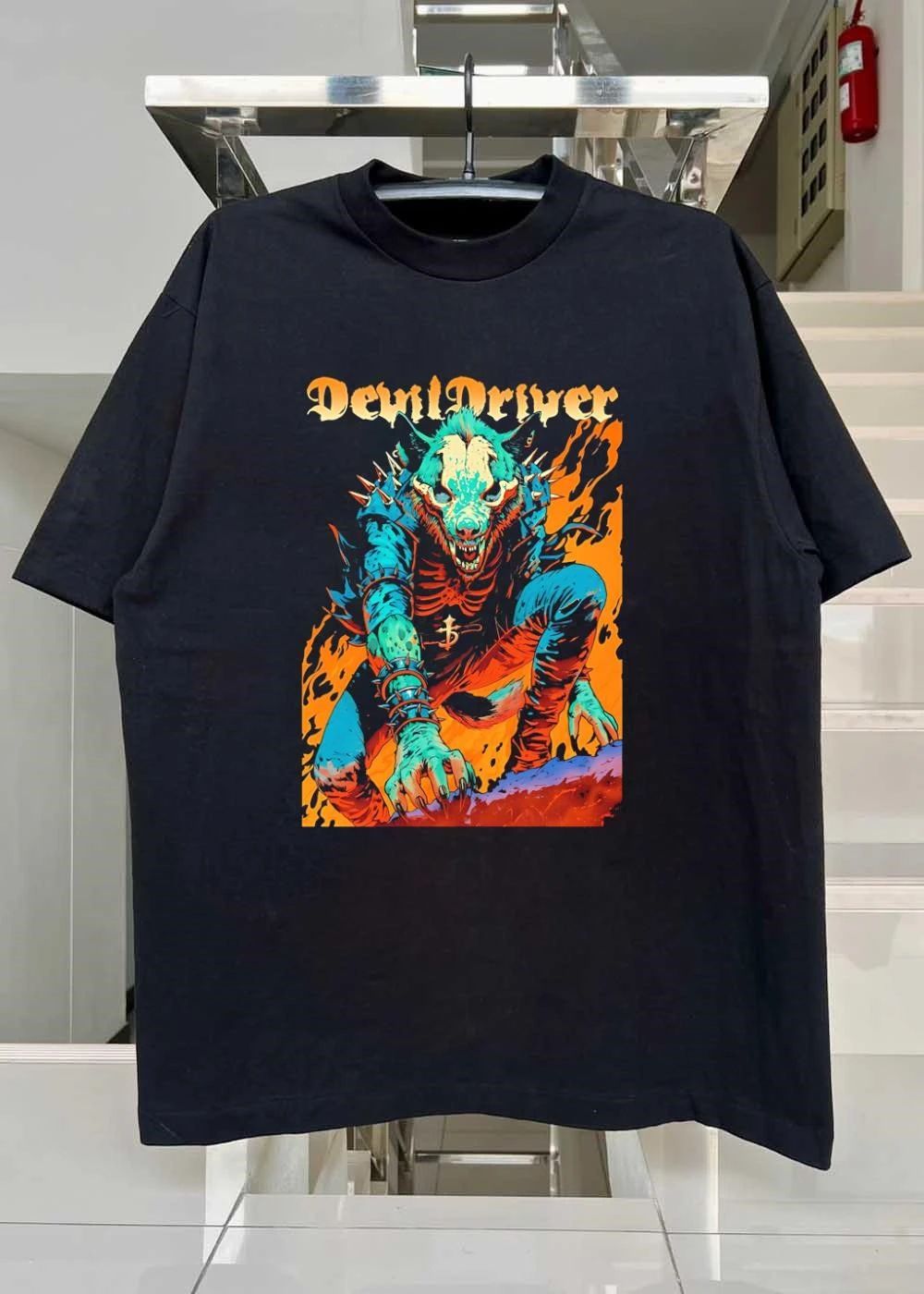 DevilDriver Skeletal Spiked Wolf Flames T-Shirt