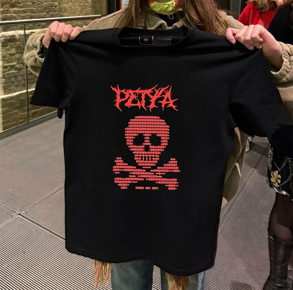Petya Ransomware Skull and Crossbones Press Any Key shirt