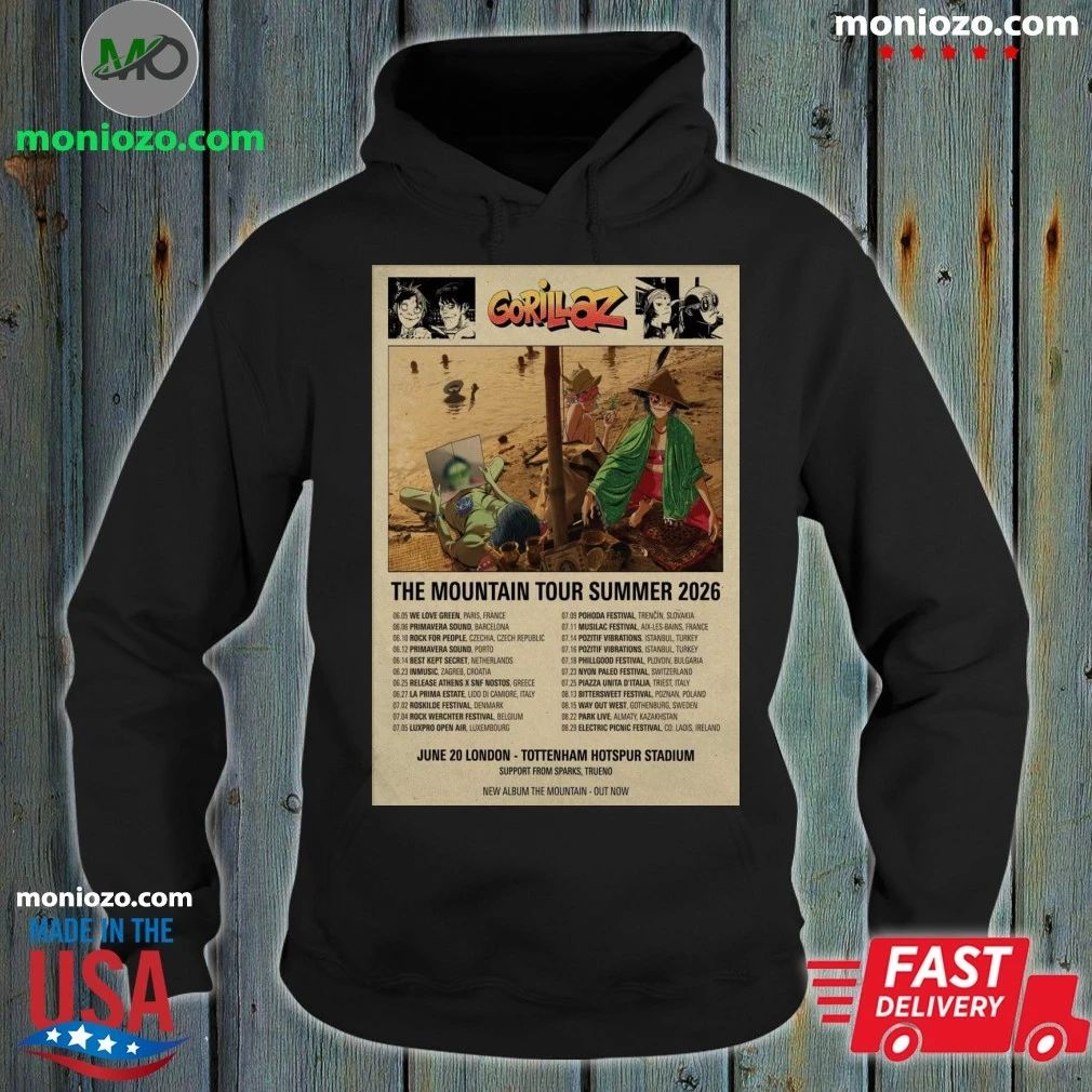 Original Gorillaz The Mountain Tour Summer 2026 Poster T-Shirt