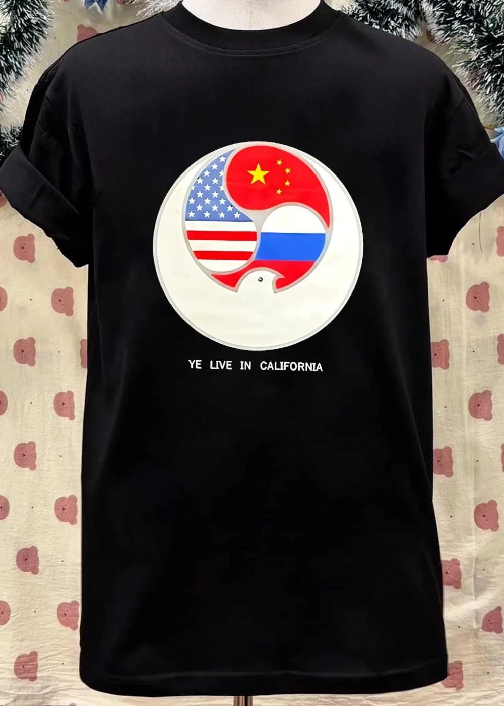 Ye Live in California US China Russia Flags New Global Order Shirt