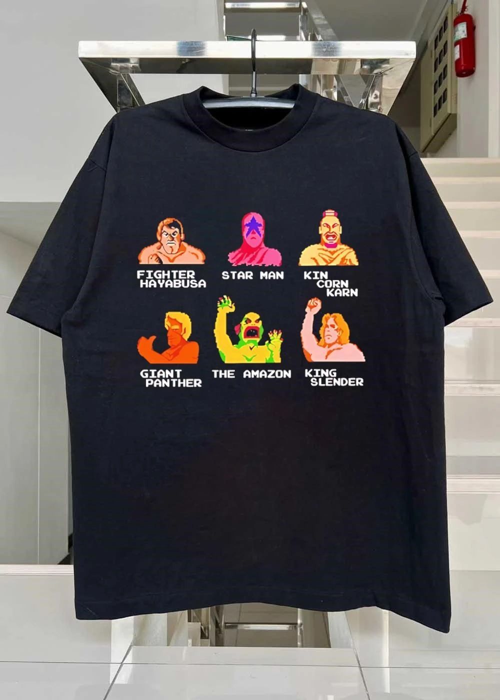 Pro Wrestling NES Game Character Roster 8-Bit Pixel Art T-Shirt