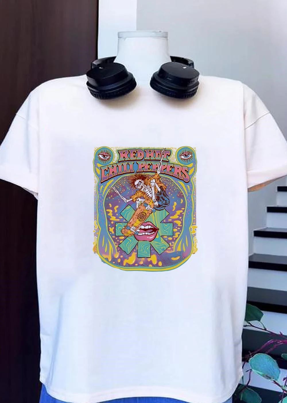 Red Hot Chili Peppers Skateboard Skeleton Psychedelic Asterisk Lips Timeless Funk Rock 2026 Fan Tribute Shirt