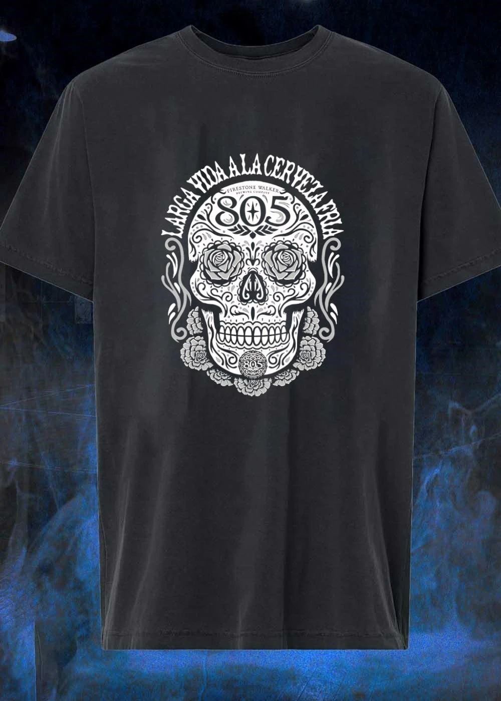 Larga Vida A La Cerveza Fria Firestone Walker Brewing Company 805 Skull shirt