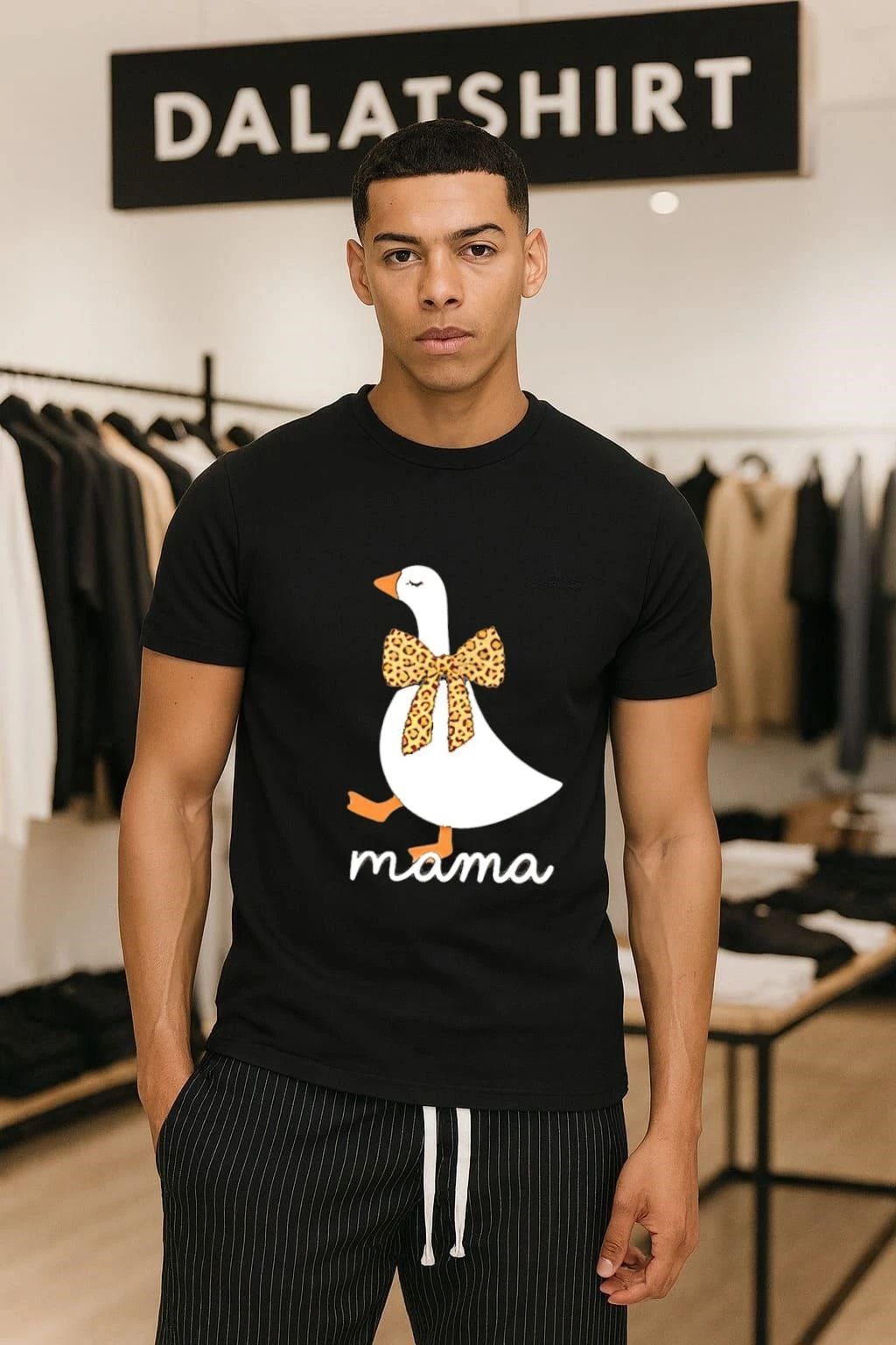 Leopard Print Bow Goose Mama T-Shirt